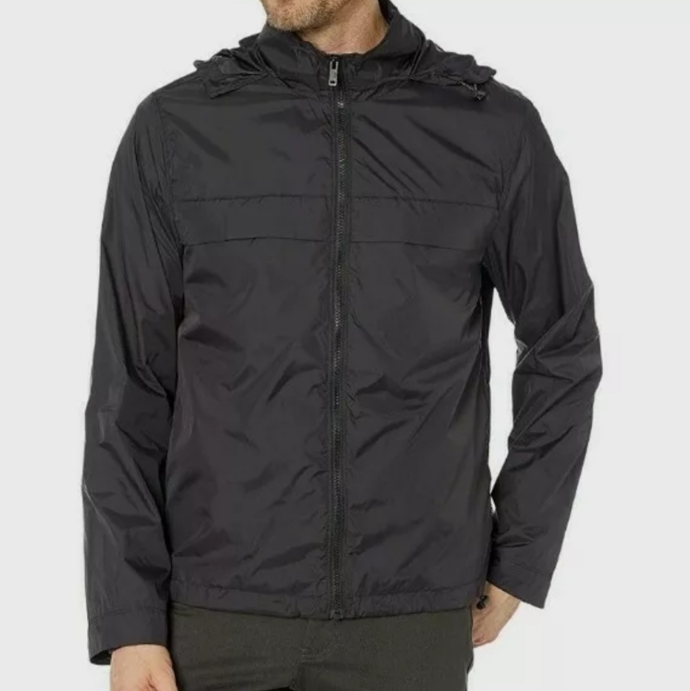 NWOT UGG Shawn Packable Beathable Zip-Up Black Hooded Jacket